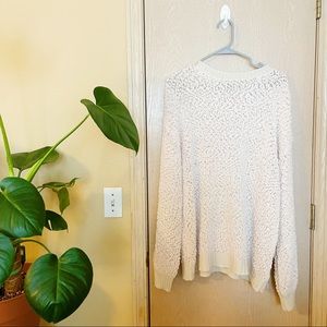 Boutique Cream Airy Sweater with Side Slits